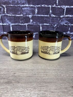 Vintage 1984 Set of Hardees Rise and Shine Mugs